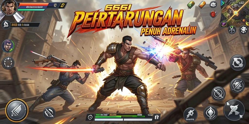 Tampilan gameplay 666I menampilkan aksi pertarungan yang mendebarkan dan seru.