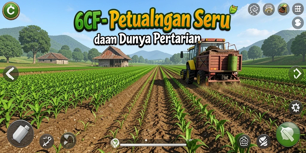 Screenshot dari gameplay 6CF yang menggambarkan keseruan bertani.