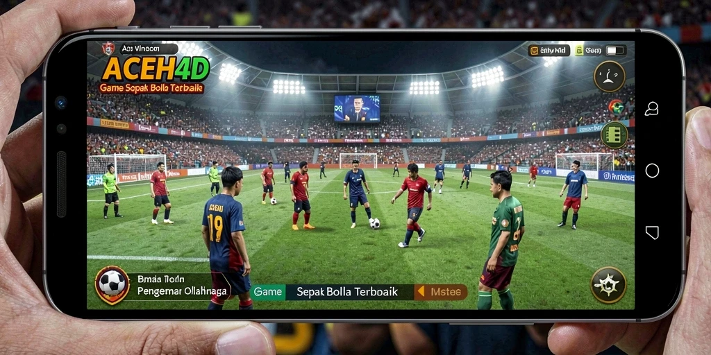 Tangkap layar gameplay ACEH4D dengan aksi seru di lapangan sepak bola.