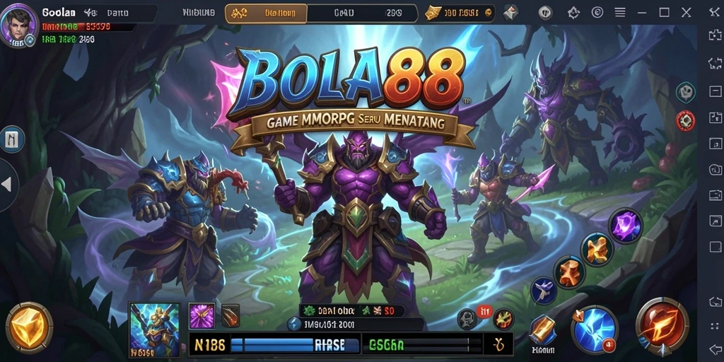 Tampilan gameplay mendebarkan dalam BOLA88 dengan aksi MMORPG.