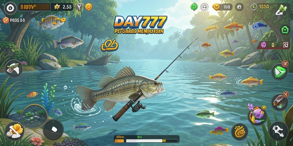 Tampilan gameplay memancing yang seru dan menantang di DAY777.