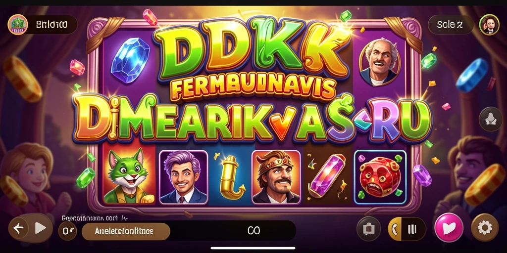 Tampilan gameplay DKK yang mendebarkan dengan simbol yang berwarna-warni.