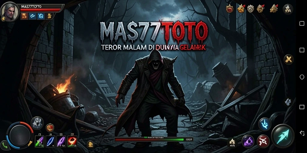 Screenshot utama MAS77TOTO menampilkan suasana gameplay yang mencekam dan menyeramkan.