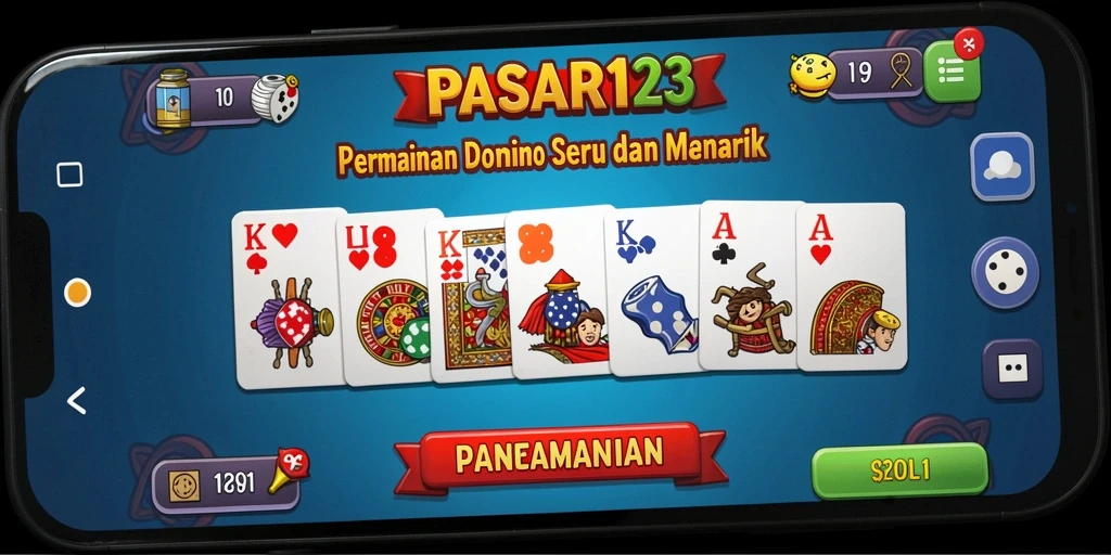 Screenshot gameplay PASAR123 menampilkan suasana permainan Domino yang seru.