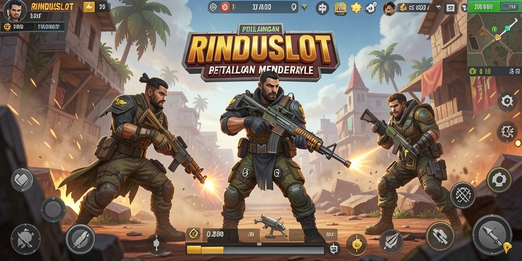 Gameplay RINDUSLOT yang mendebarkan di arena Battle Royale.