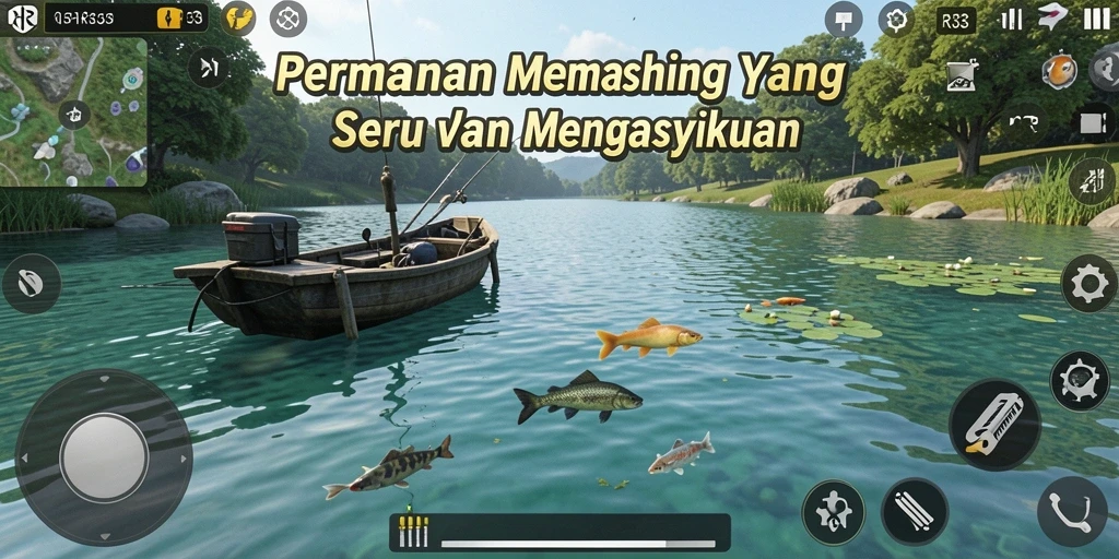 Tampilan gameplay memancing yang menarik di RR33.