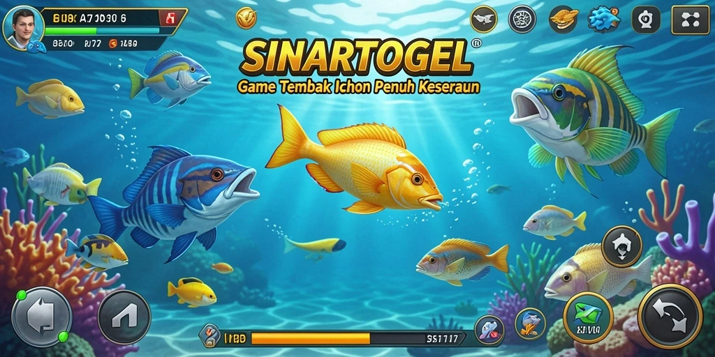 Screenshot gameplay SINARTOGEL menampilkan aksi seru menembak ikan.