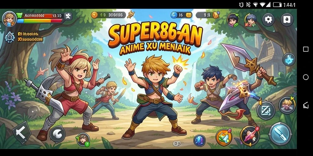 Tampilan gameplay menarik dari SUPER805 yang menggambarkan aksi karakter Anime.