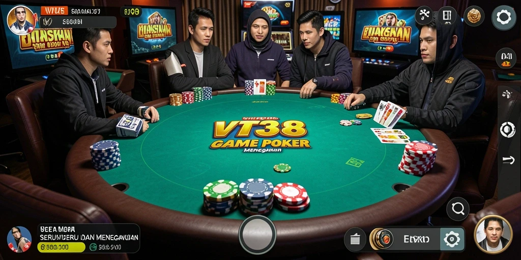 Tampilan gameplay poker yang menegangkan di VT38.